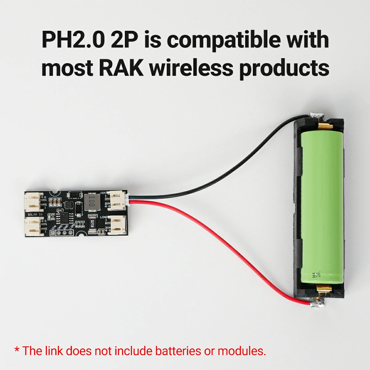 Single cell 18650 battery slot+PH2.0 2P