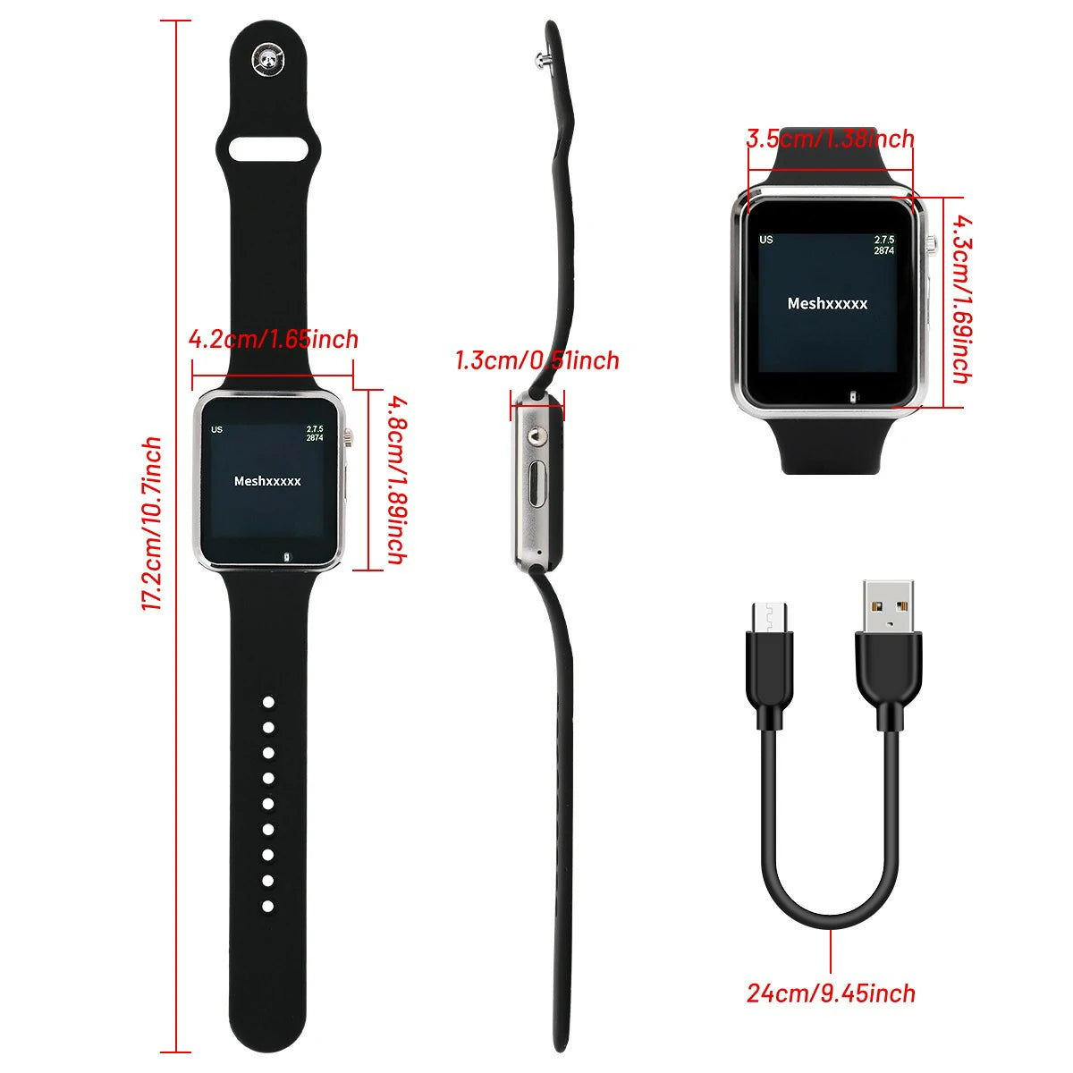 T WATCH S3 Dimension diagram